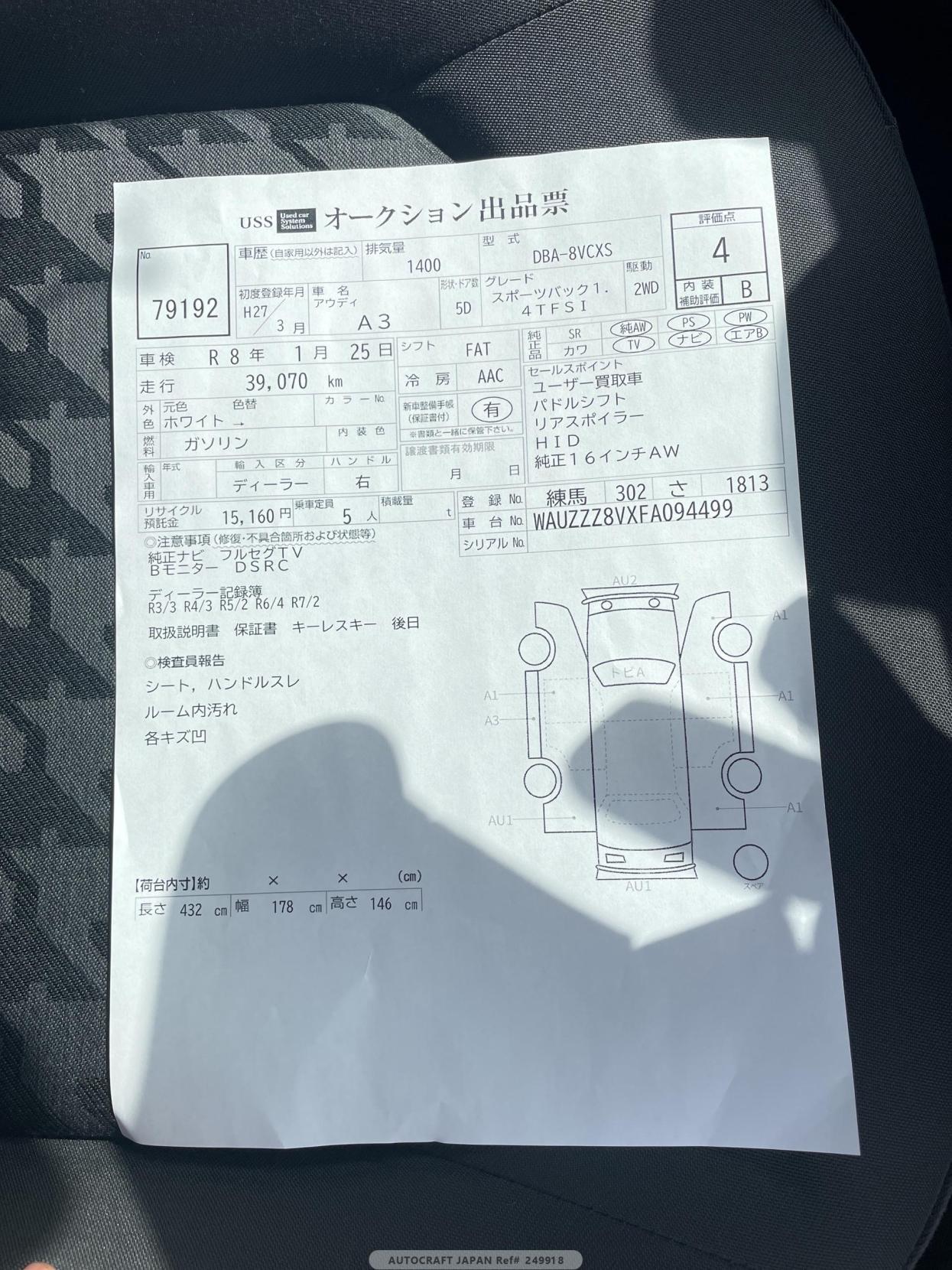 Audi A3 1.4 TFSI Sport Sportback 5dr Petrol S Tronic Euro 6 (s/s) (125 ps)